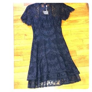 Jonathan Simkhai short sleeve navy lace dress